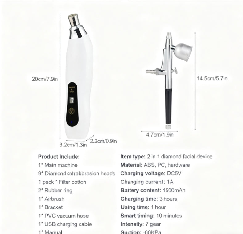 2-in-1 Diamond Microdermabrasion Beauty Device Multi-functional Exfoliation And Cleansing