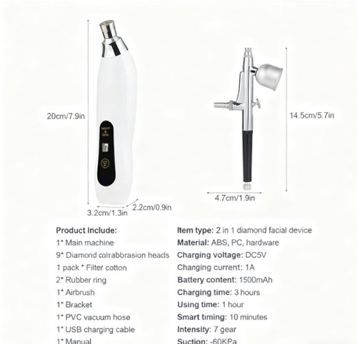 2-in-1 Diamond Microdermabrasion Beauty Device Multi-functional Exfoliation And Cleansing