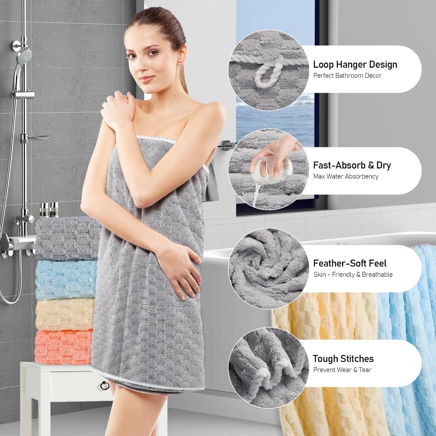 Luxury Microfiber Bath Towels 4-Pack  8X Absorbent Quick-Dry 27.5x55in Ultra Lightweight & Hypoallergenic For Spa Gym Travel  Super Soft Bath Sheets Set Mixed Color