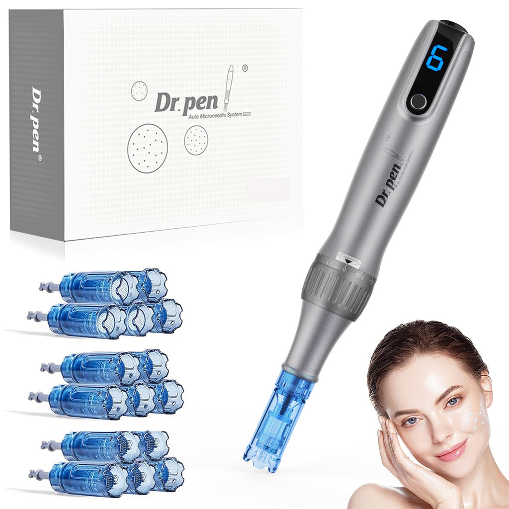Dr Pen Electric Microneedle Derma Roller Pen with 15 Pieces Replacement Kit